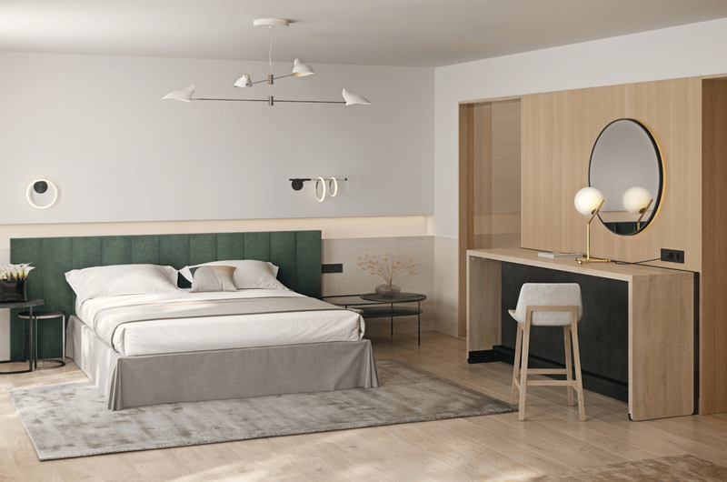 Suomalainen monitoimihuonekalu Tablebed Single on erinomainen monikäyttöinen lisävuode hotellihuoneen tehokkaaseen tilasuunnitteluun.